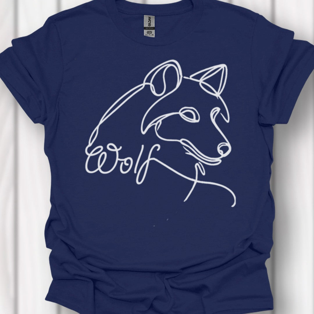 Wolf lijntekening wit tijdloos T-shirt