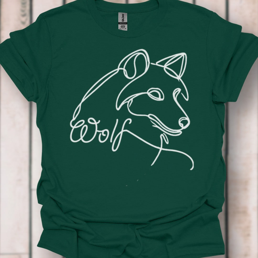 Wolf lijntekening wit tijdloos T-shirt
