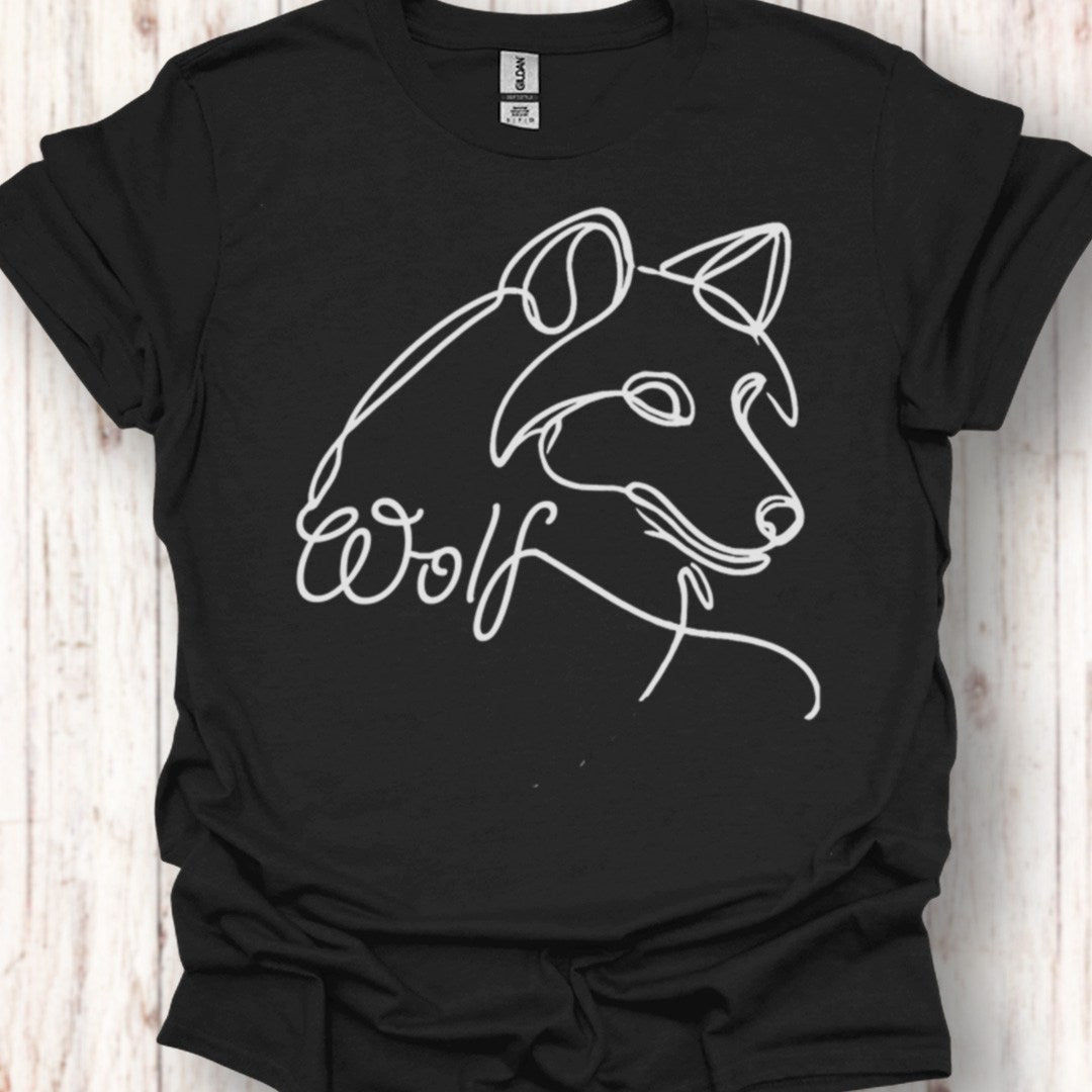 Wolf lijntekening wit tijdloos T-shirt