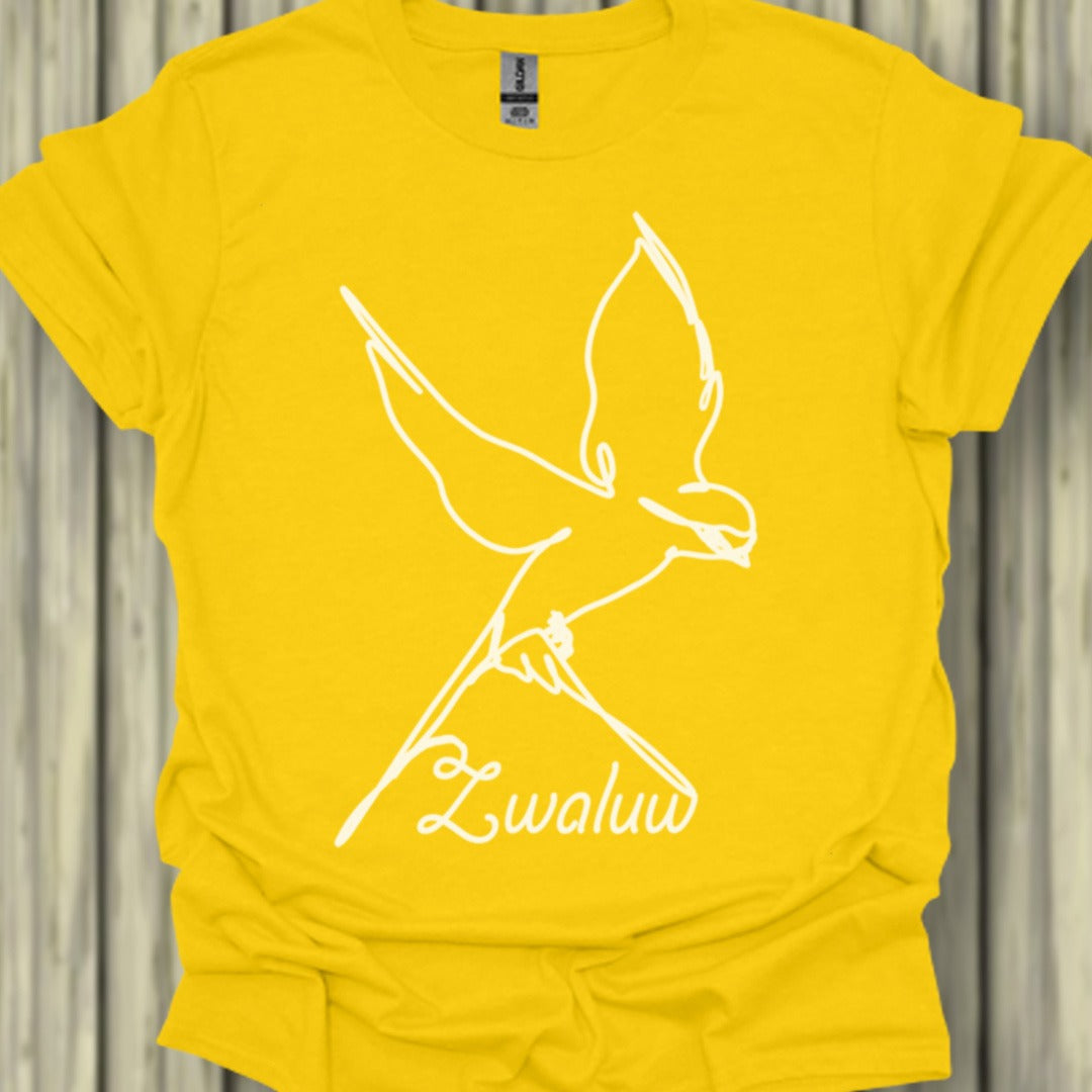 Swallow line drawing white trendy T-shirt