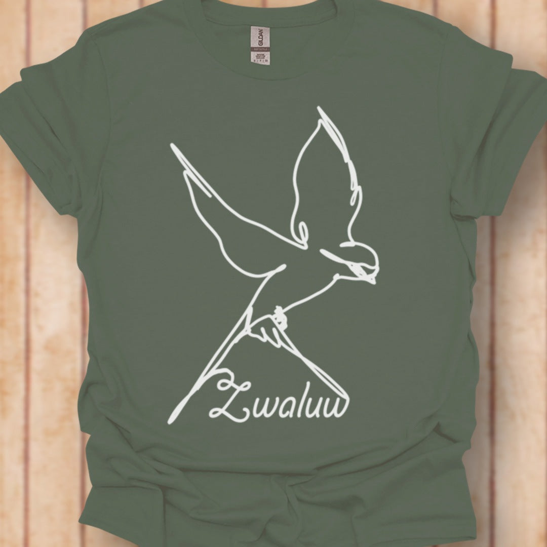 Zwaluw lijntekening wit tijdloos T-shirt