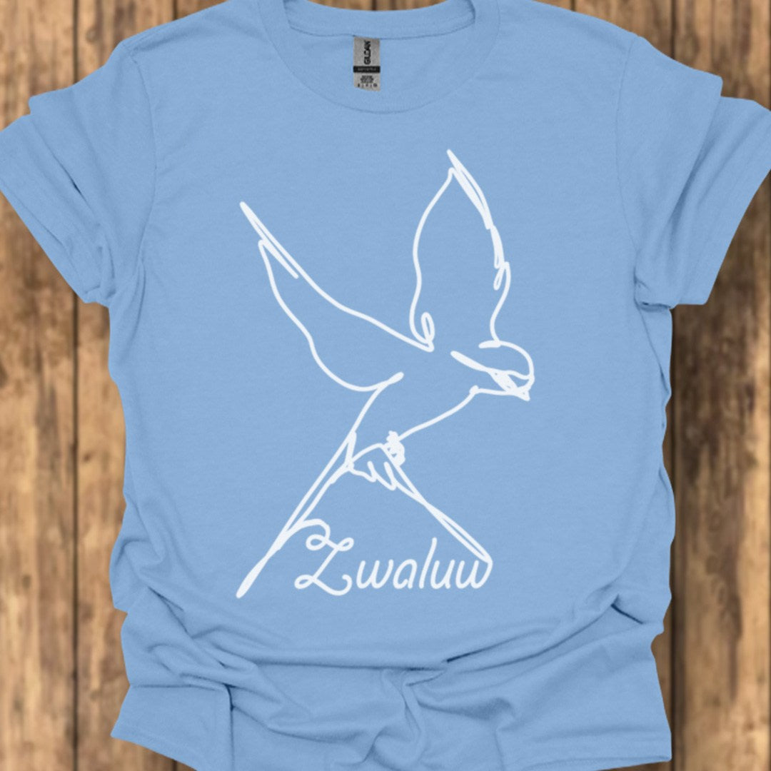 Swallow line drawing white trendy T-shirt