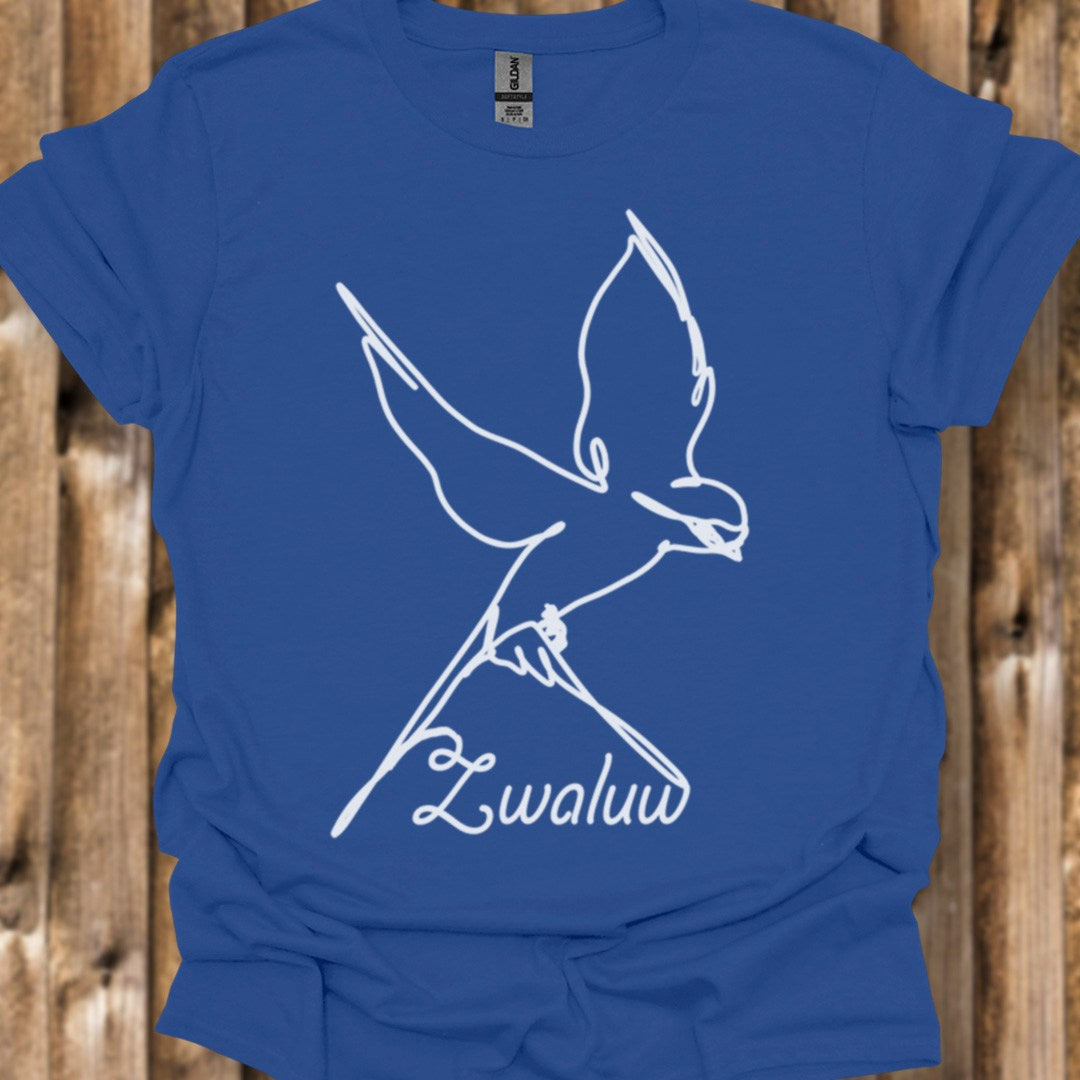 Swallow line drawing white trendy T-shirt