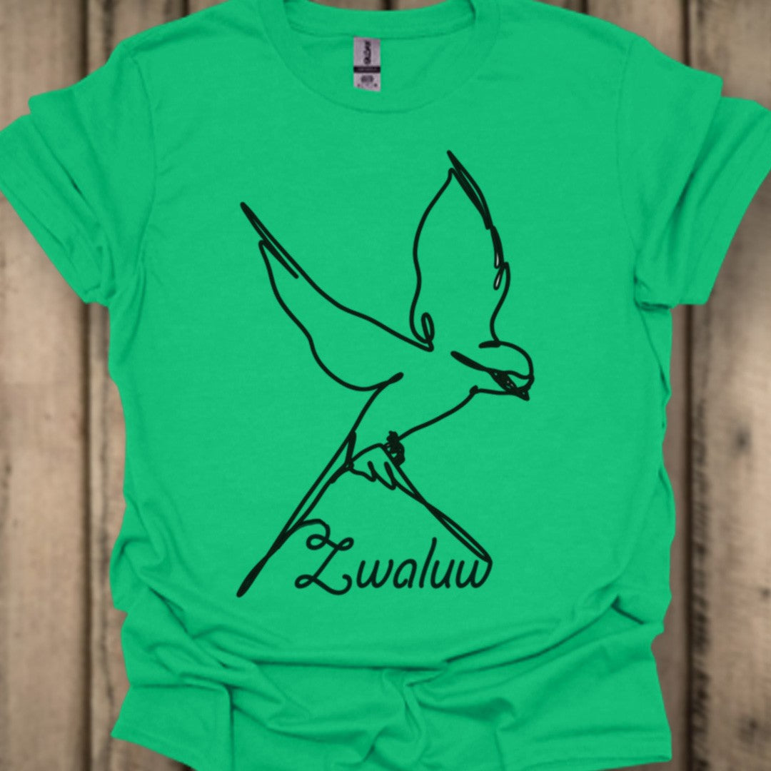 Swallow line drawing black trendy T-shirt