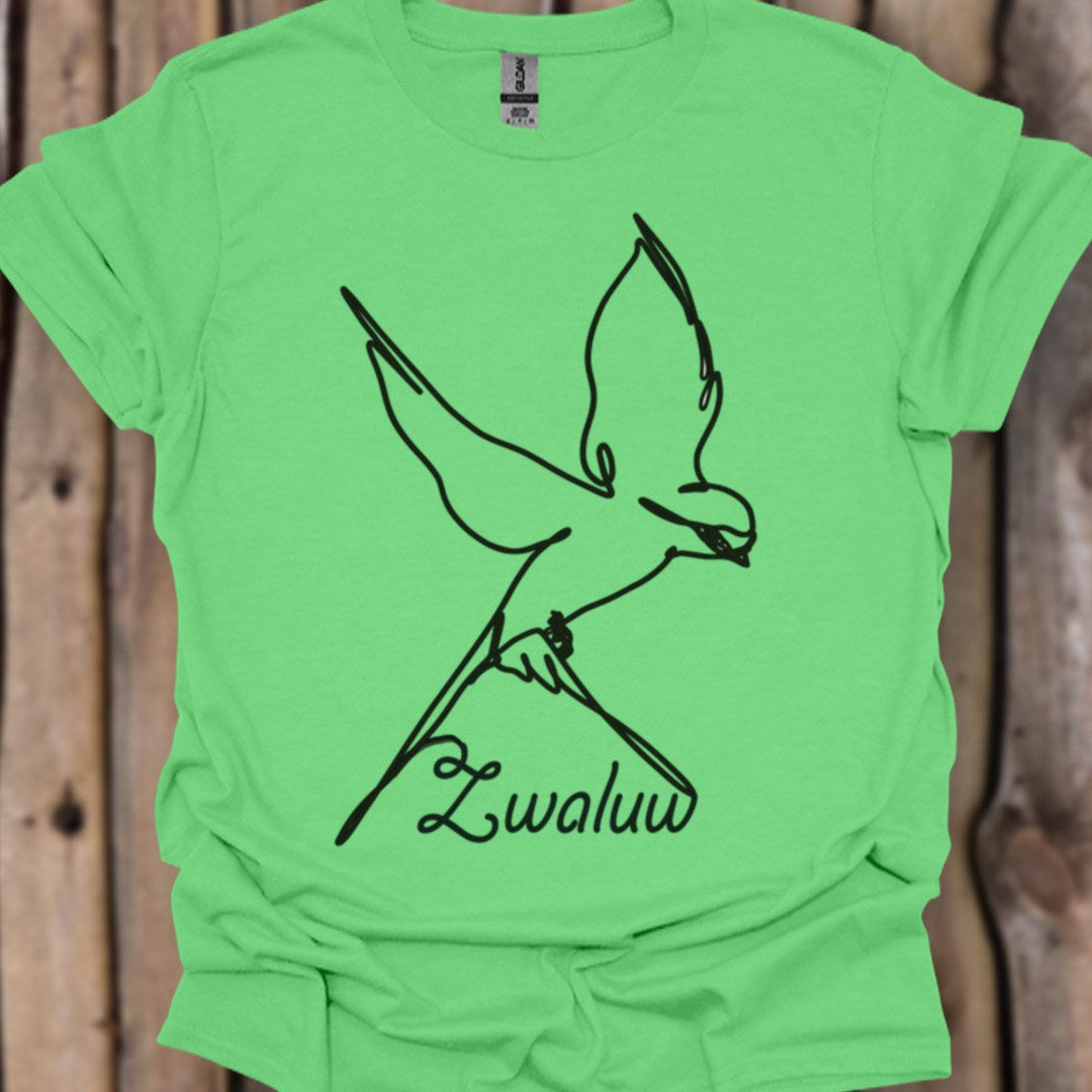 Swallow line drawing black trendy T-shirt