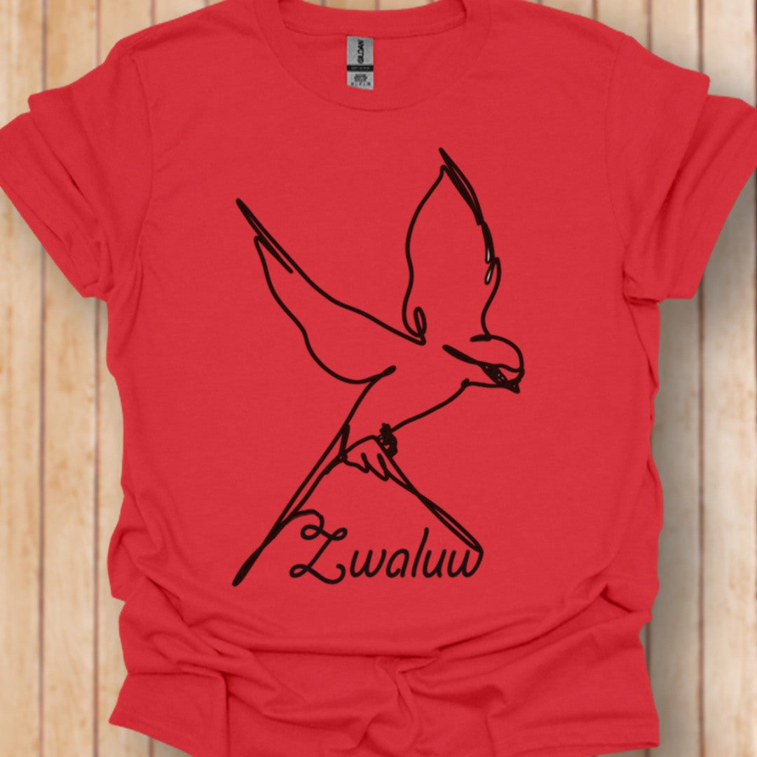 Swallow line drawing black trendy T-shirt