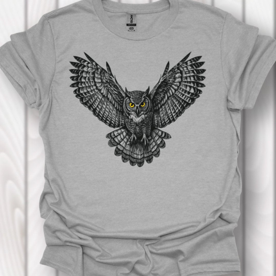 Vliegende uil zwart tijdloos T-shirt