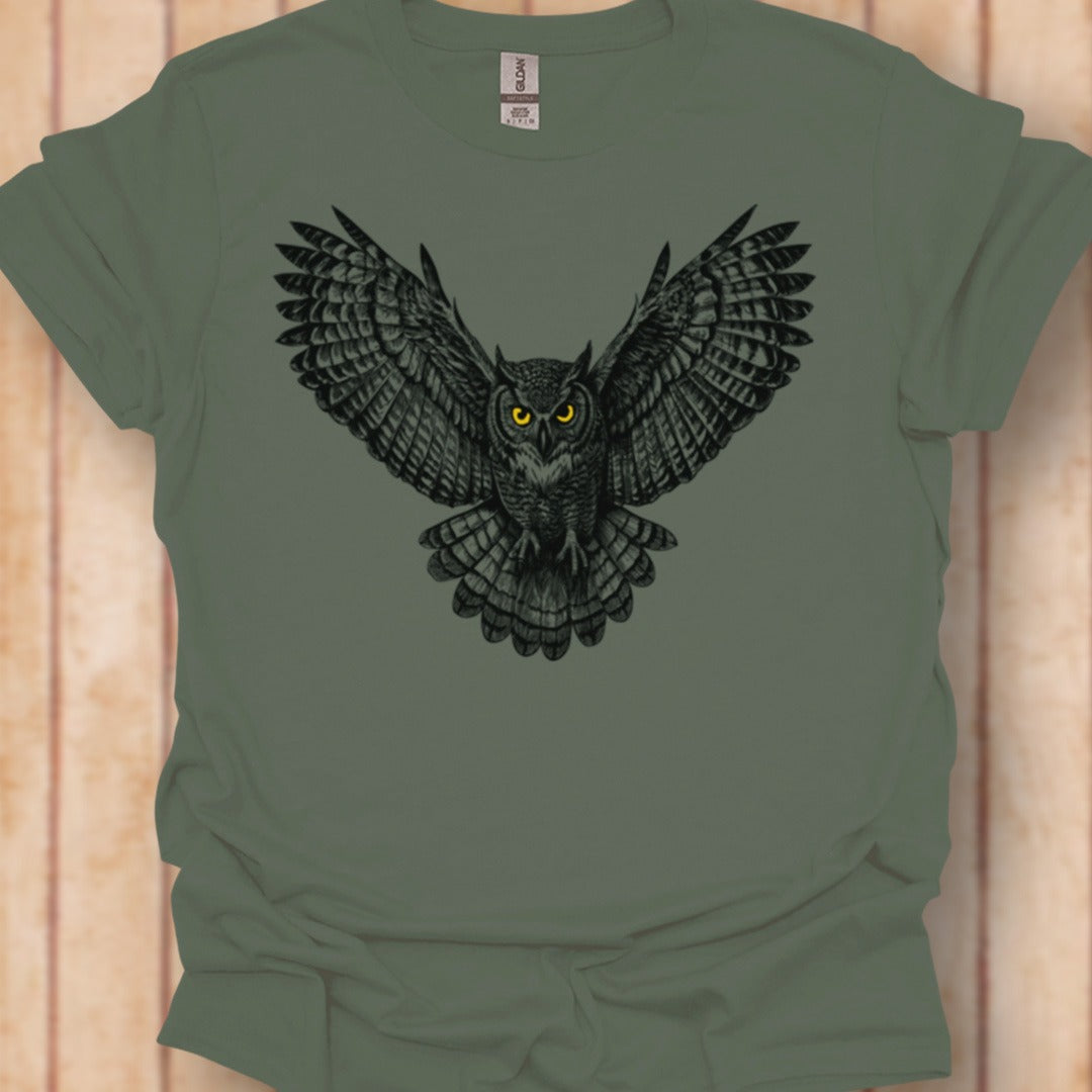 Vliegende uil zwart tijdloos T-shirt