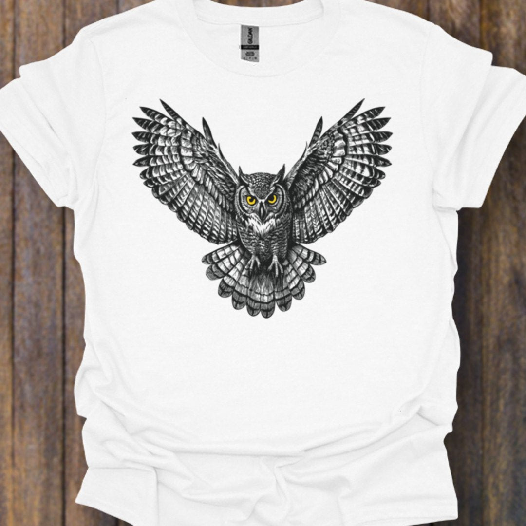 Vliegende uil zwart tijdloos T-shirt
