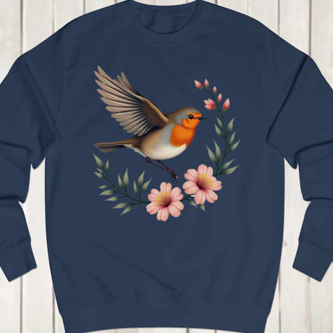 Roodborstje met Bloementak sweatshirt