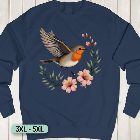 Roodborstje met Bloementak Sweatshirt+