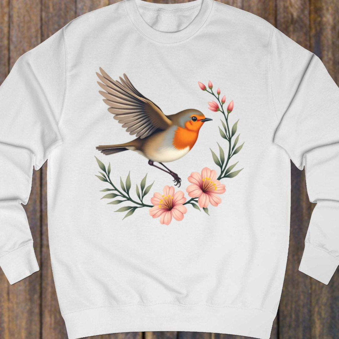 Roodborstje met Bloementak sweatshirt