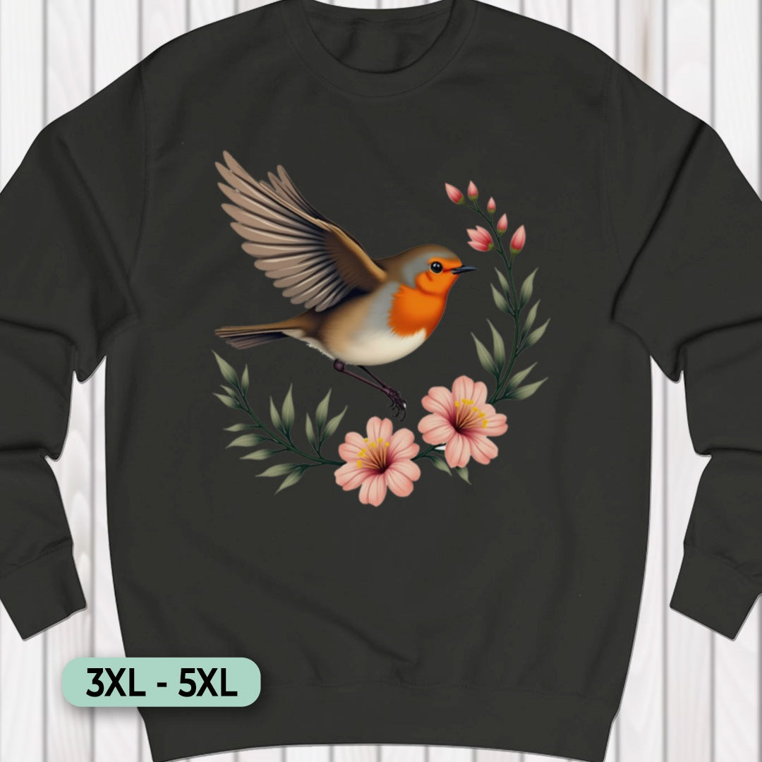 Roodborstje met Bloementak Sweatshirt+
