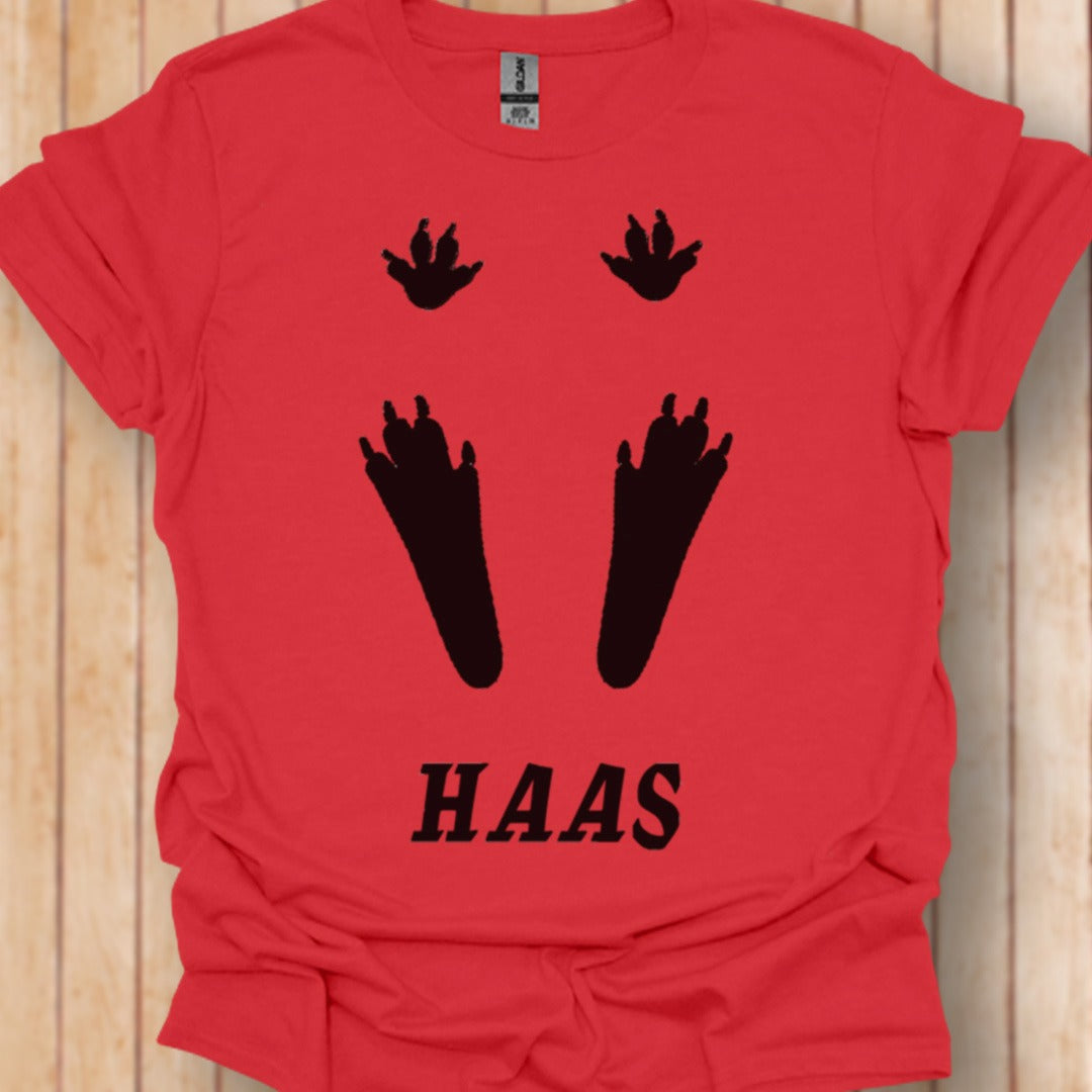 Pootafdrukken haas zwart trendy T-shirt