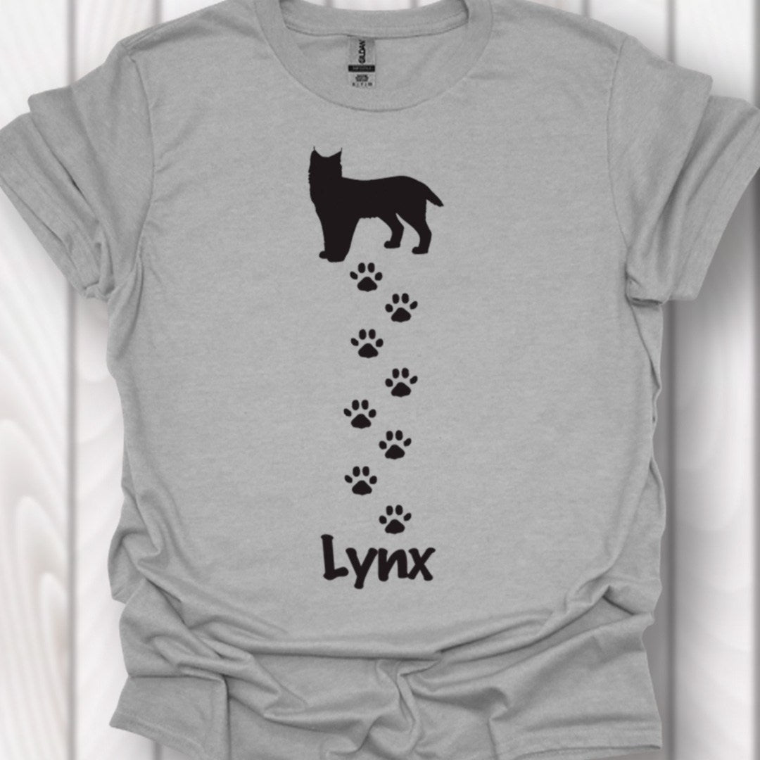 Lynx avec empreintes de pattes noir T-shirt intemporel