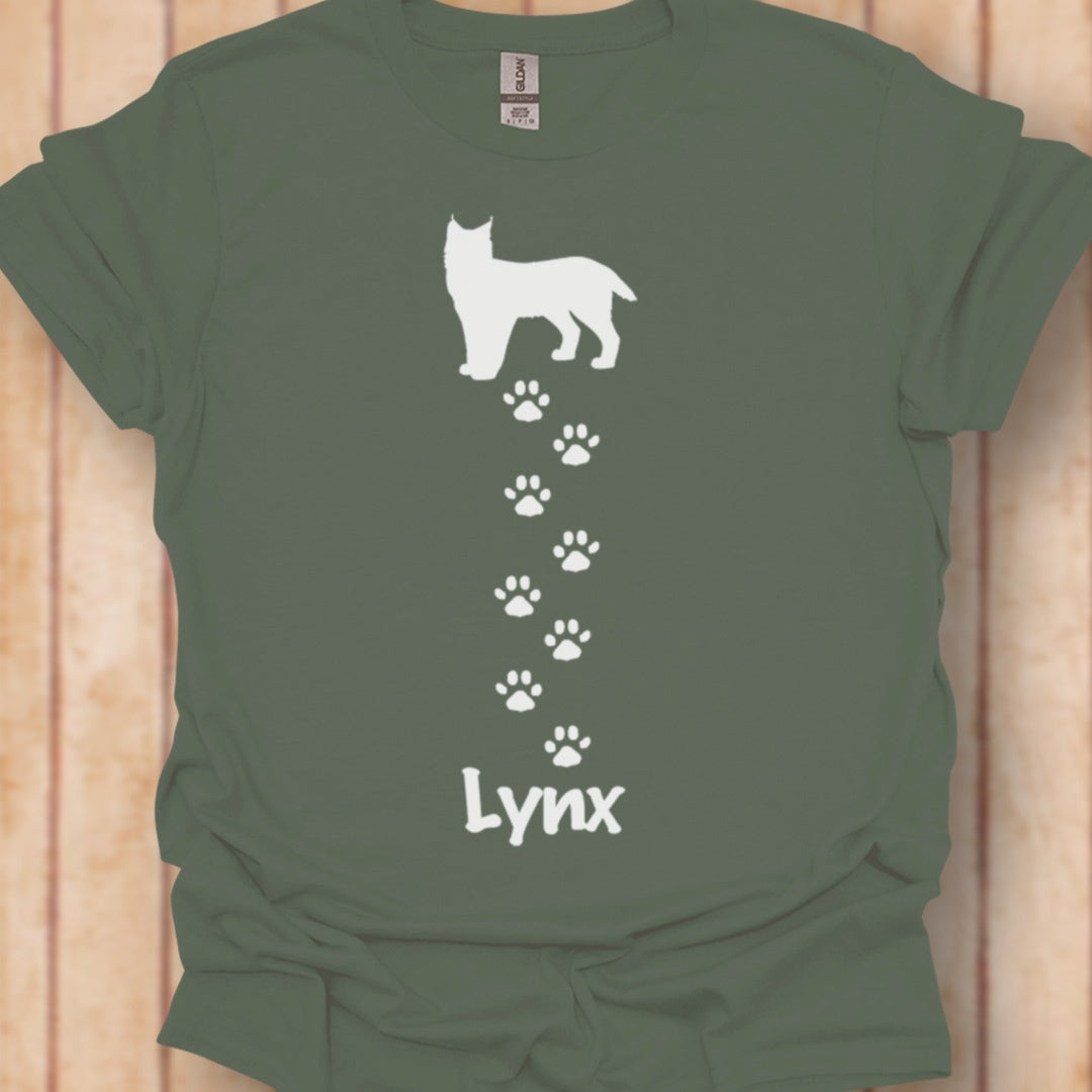Lynx met pootafdrukken wit tijdloos T-shirt