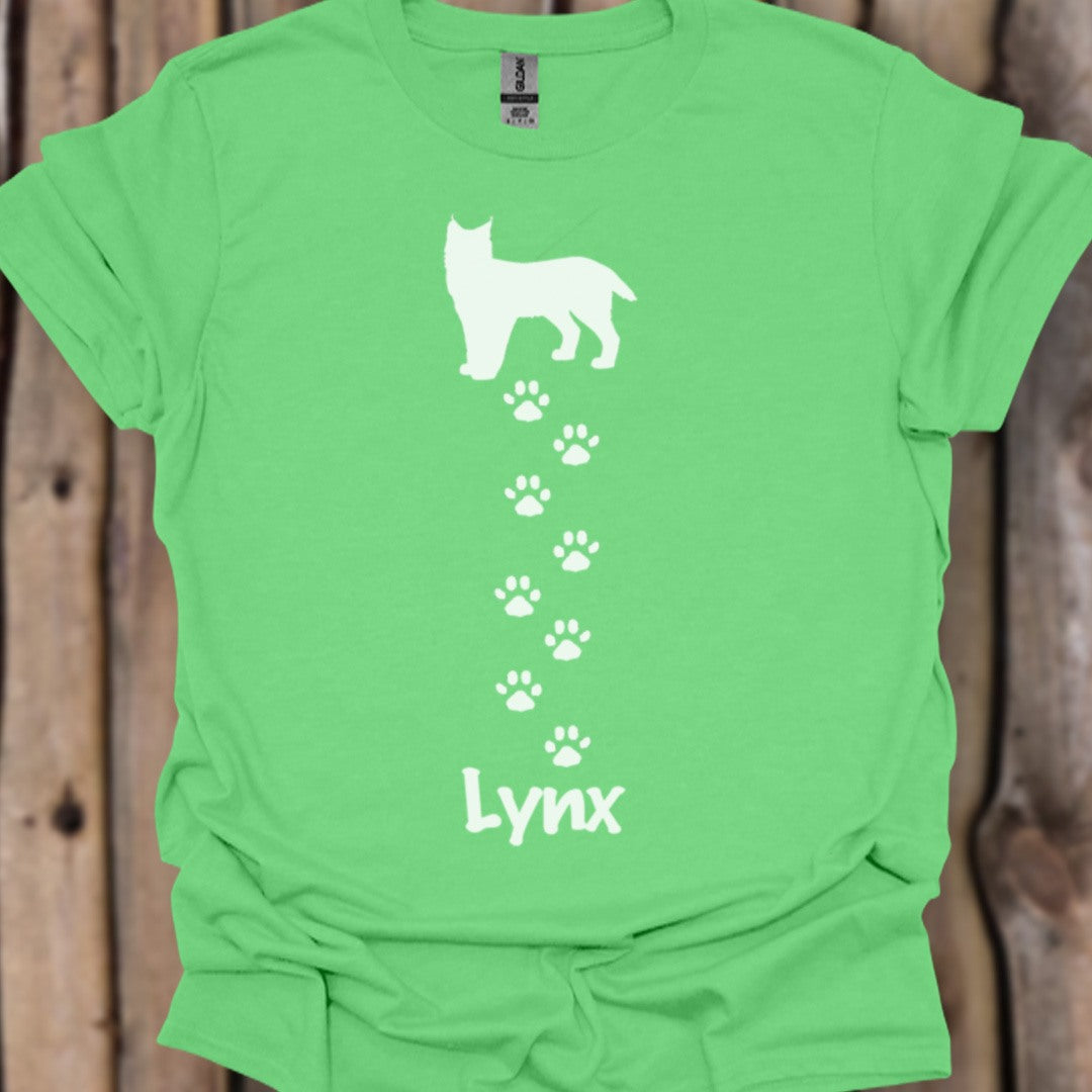 Lynx met pootafdrukken wit trendy T-shirt