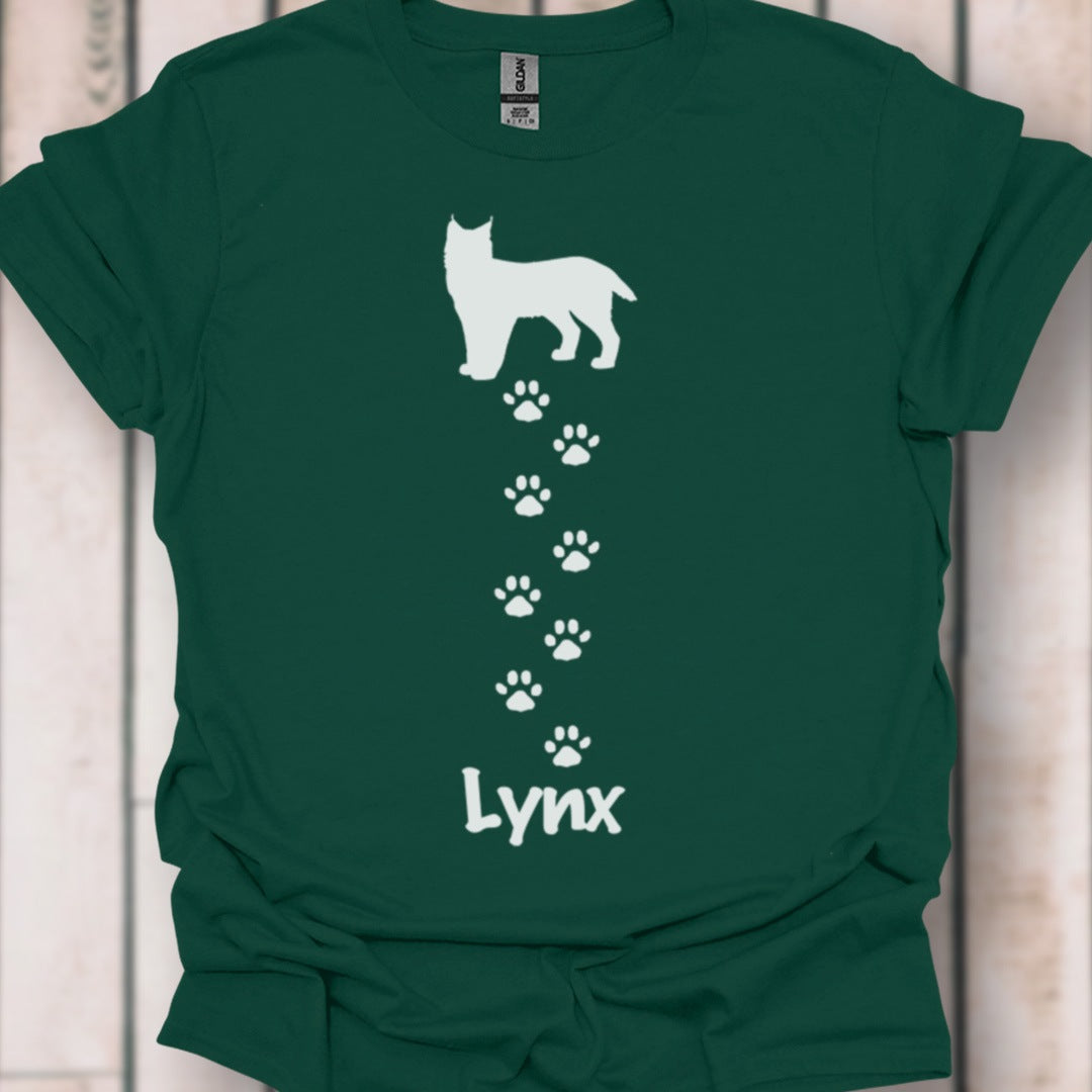 Lynx met pootafdrukken wit tijdloos T-shirt