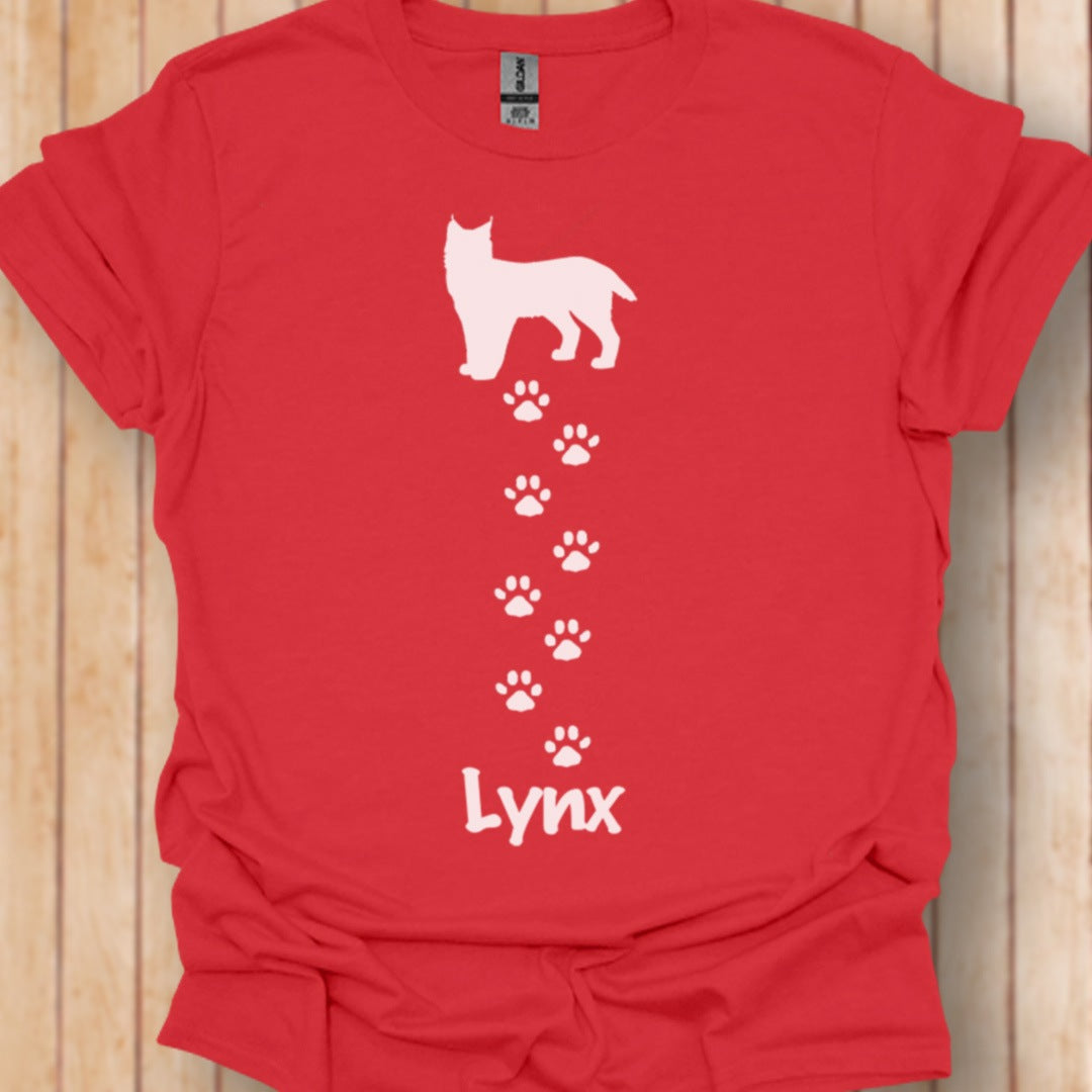 Lynx met pootafdrukken wit trendy T-shirt
