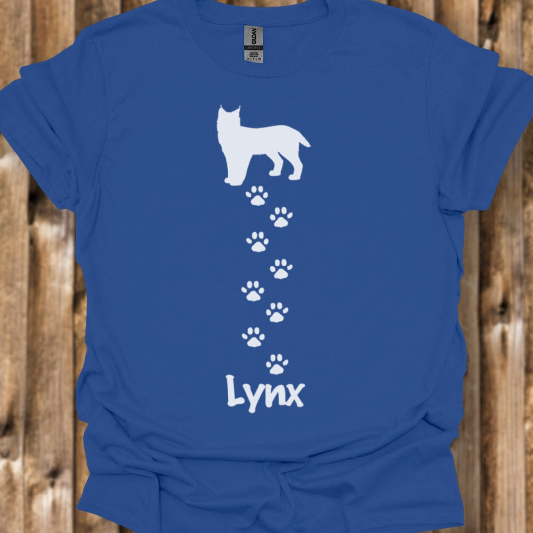 Lynx met pootafdrukken wit trendy T-shirt