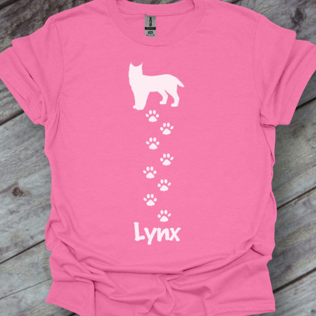 Lynx met pootafdrukken wit trendy T-shirt