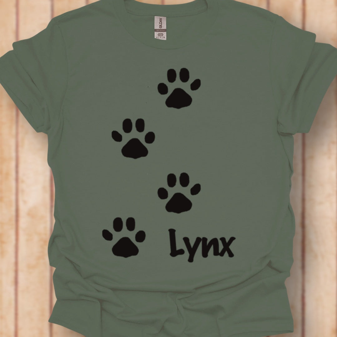 Pootafdrukken lynx zwart tijdloos T-shirt