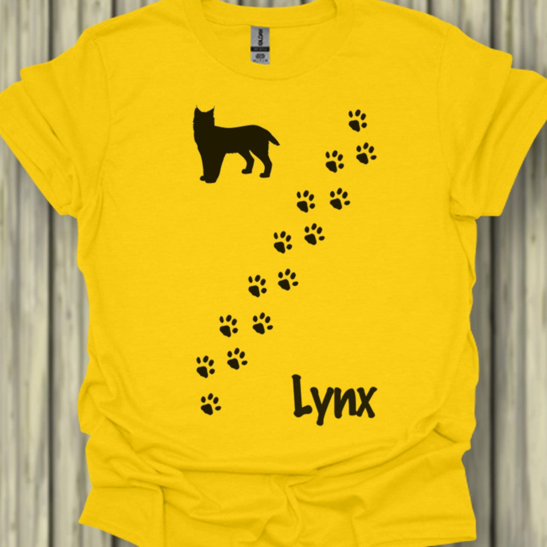Pootafdrukken lynx diagonaal zwart trendy T-shirt
