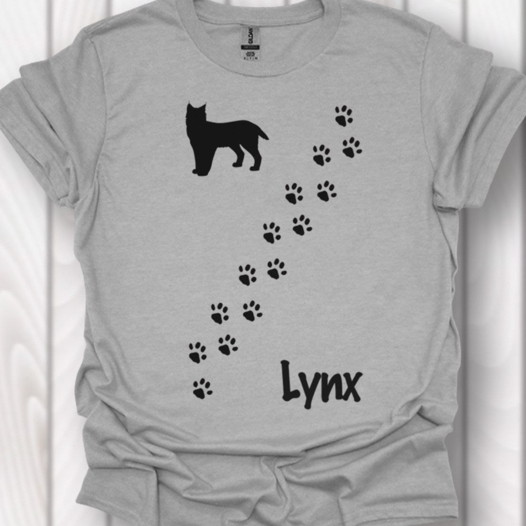 Empreintes de pattes de lynx diagonales et noires T-shirt intemporel