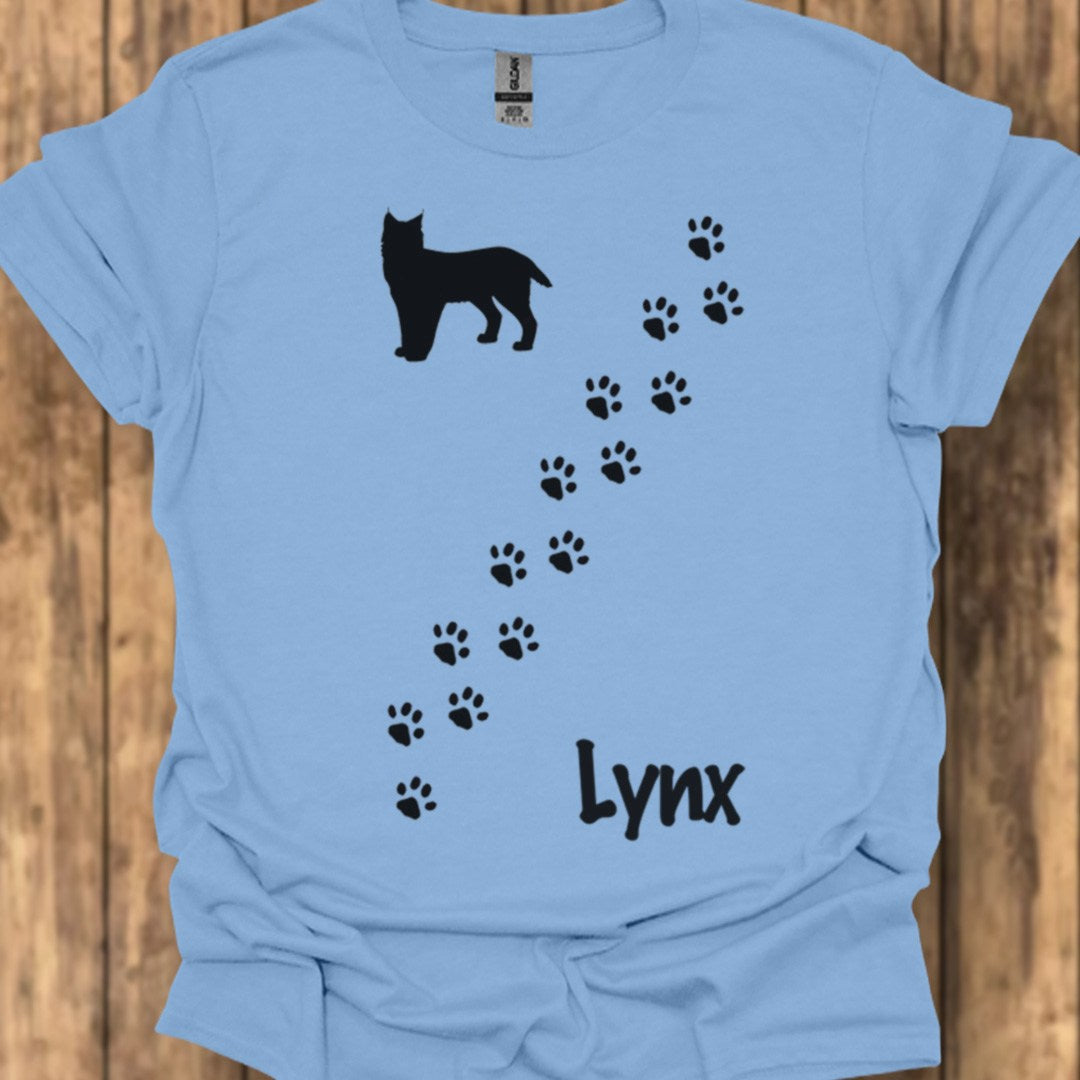 Pootafdrukken lynx diagonaal zwart trendy T-shirt