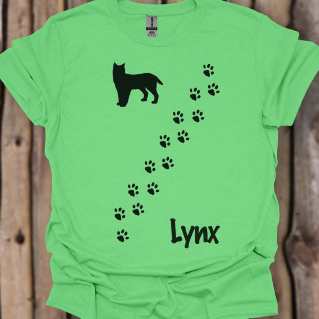 Pootafdrukken lynx diagonaal zwart trendy T-shirt