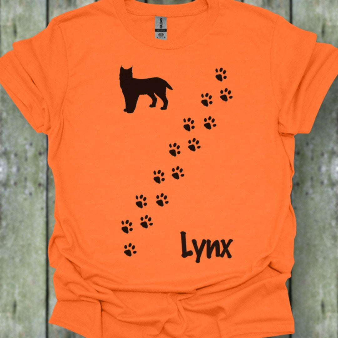 Pootafdrukken lynx diagonaal zwart trendy T-shirt