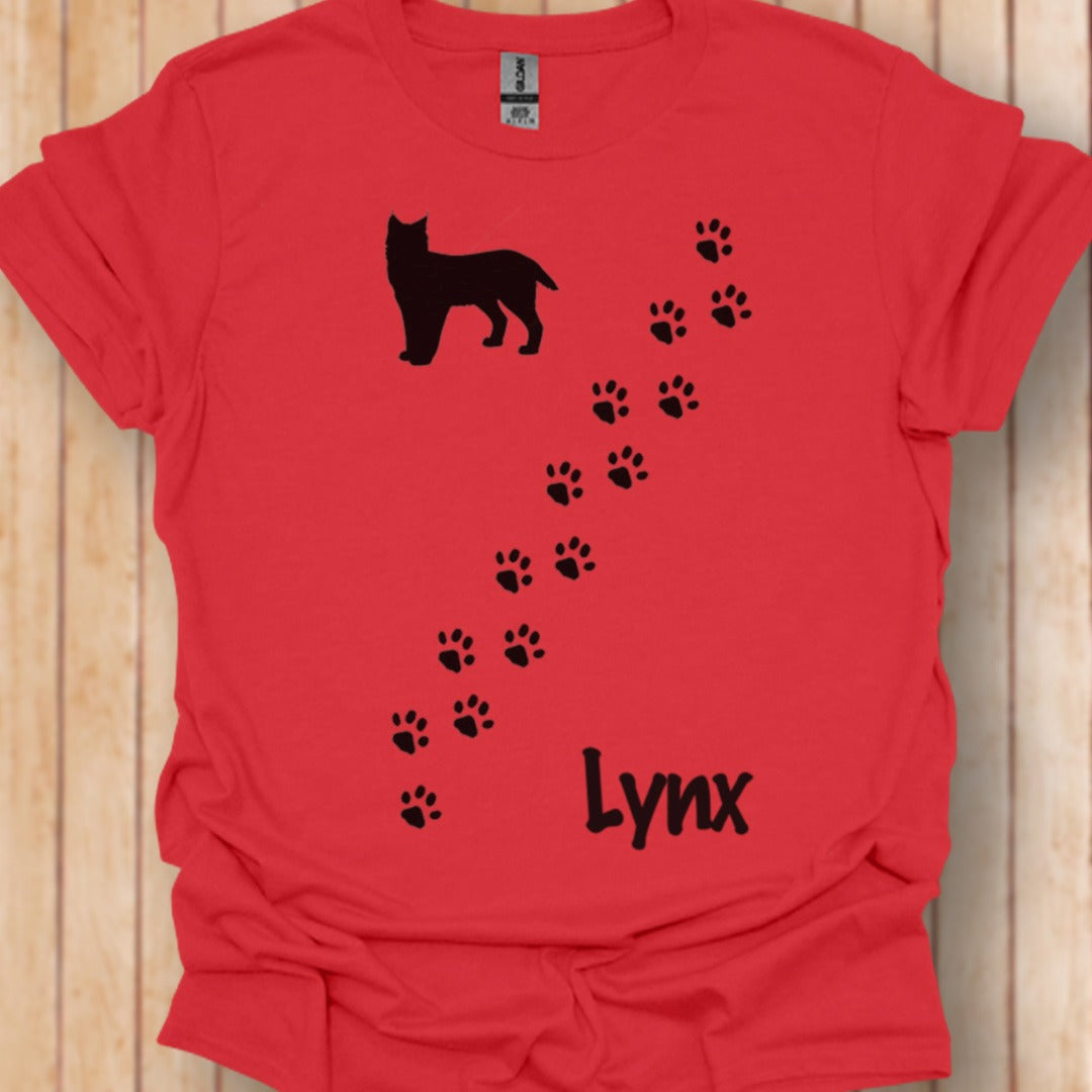 Pootafdrukken lynx diagonaal zwart trendy T-shirt