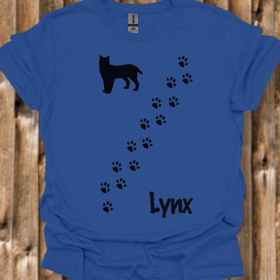 Pootafdrukken lynx diagonaal zwart trendy T-shirt