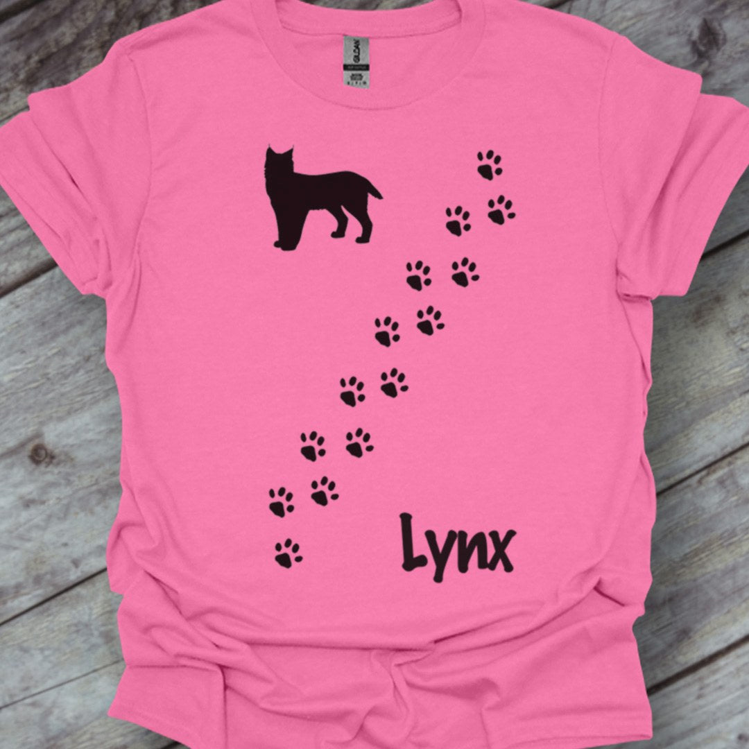 Pootafdrukken lynx diagonaal zwart trendy T-shirt