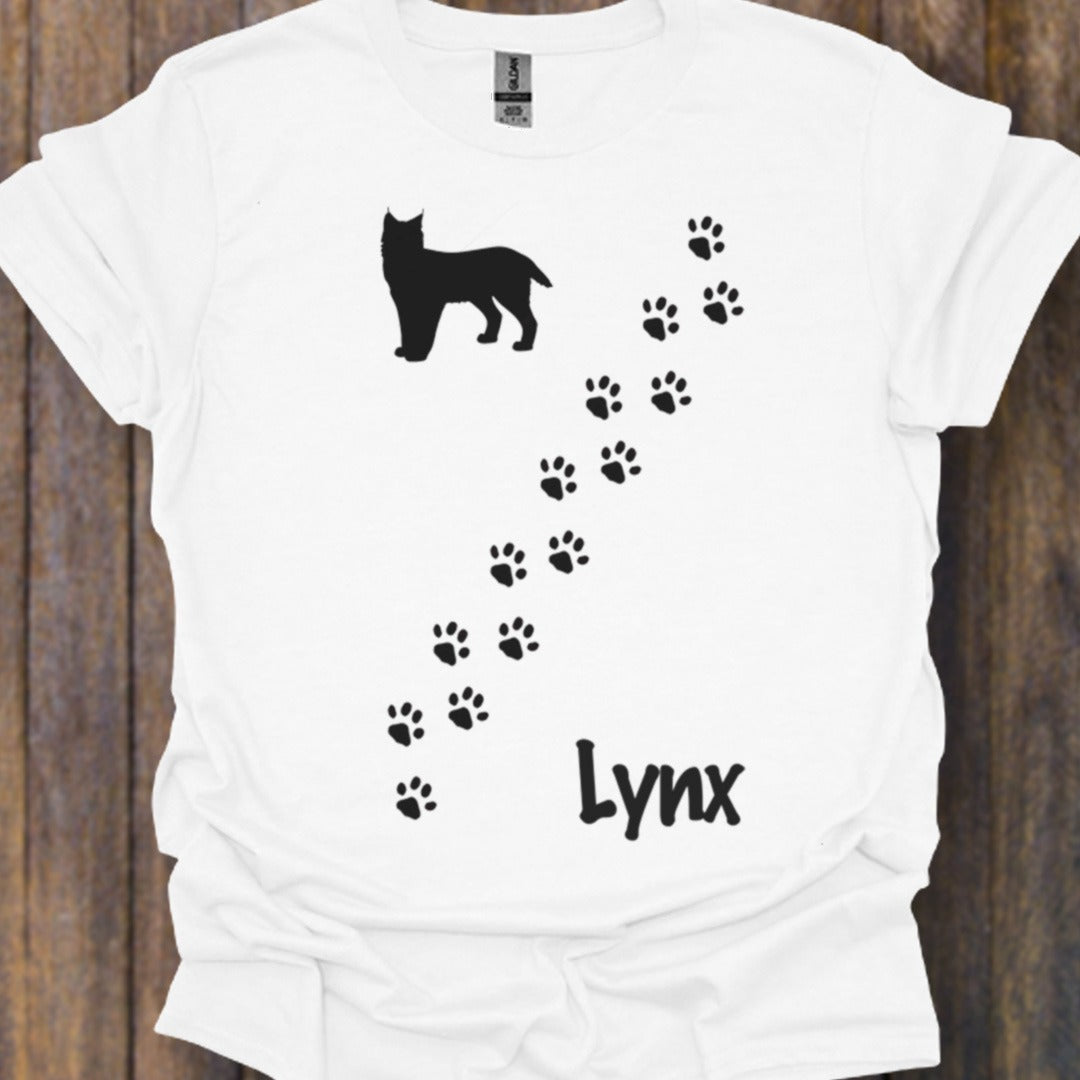 Empreintes de pattes de lynx diagonales et noires T-shirt intemporel