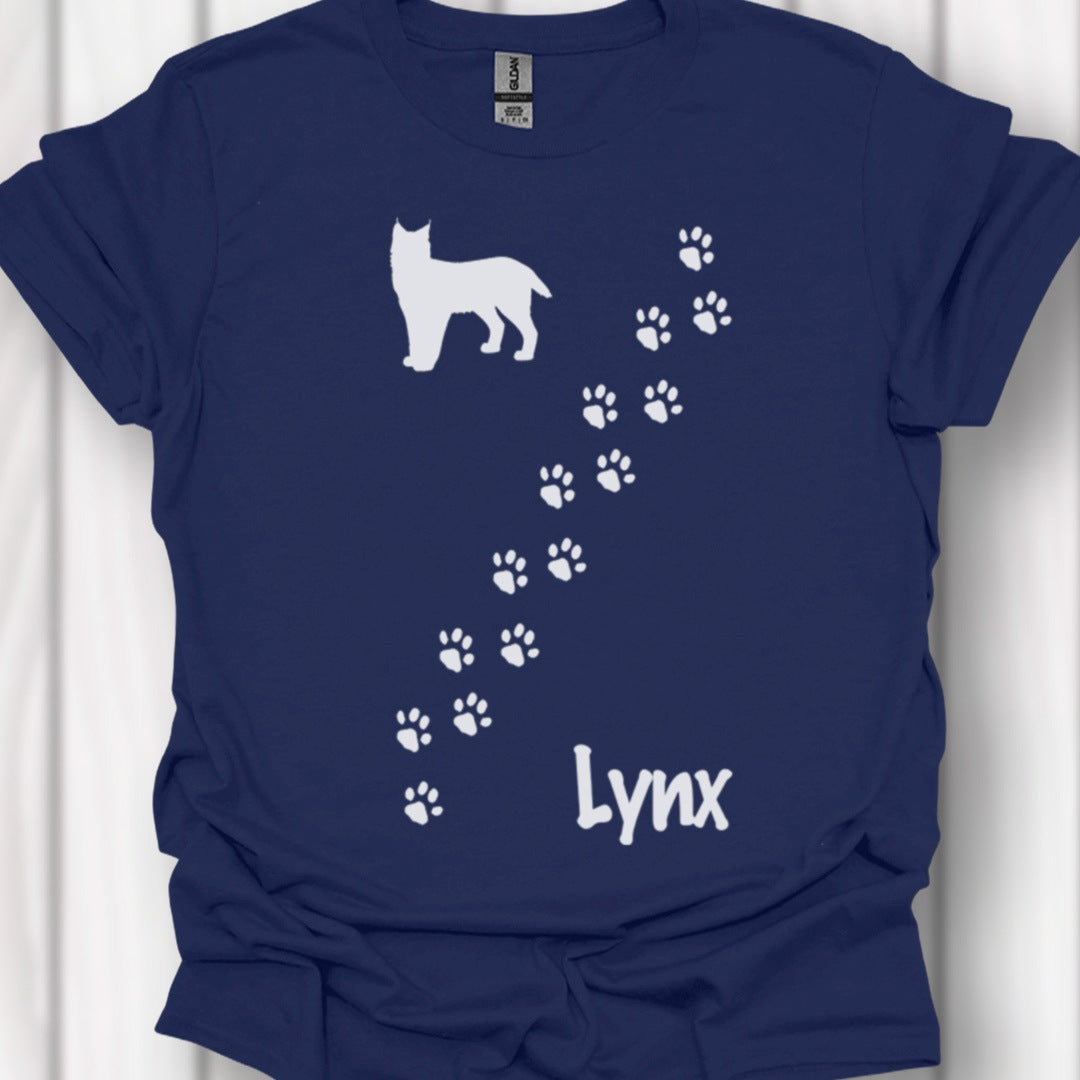 Pootafdrukken lynx diagonaal wit tijdloos T-shirt