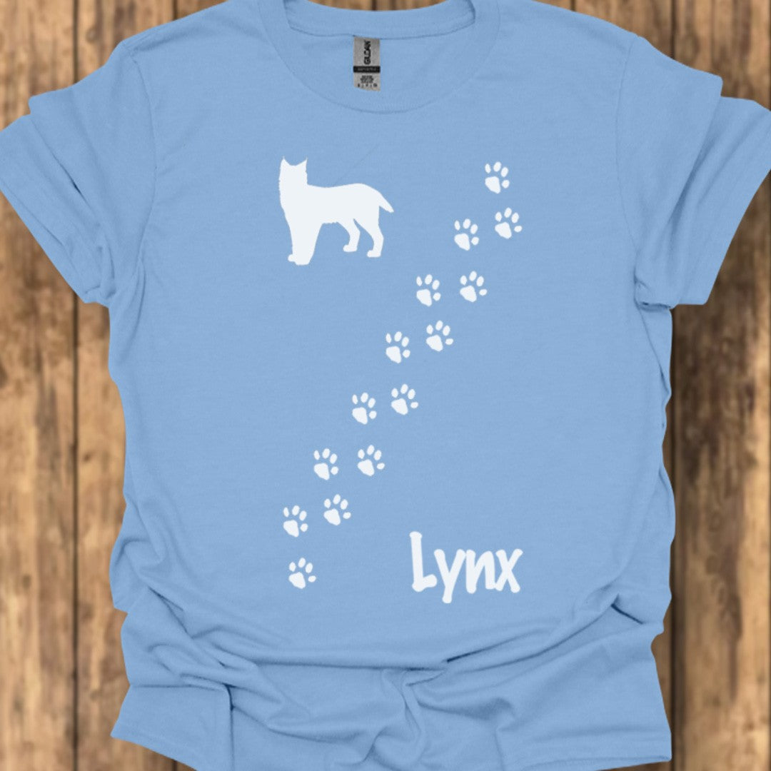 Pootafdrukken lynx diagonaal wit trendy T-shirt