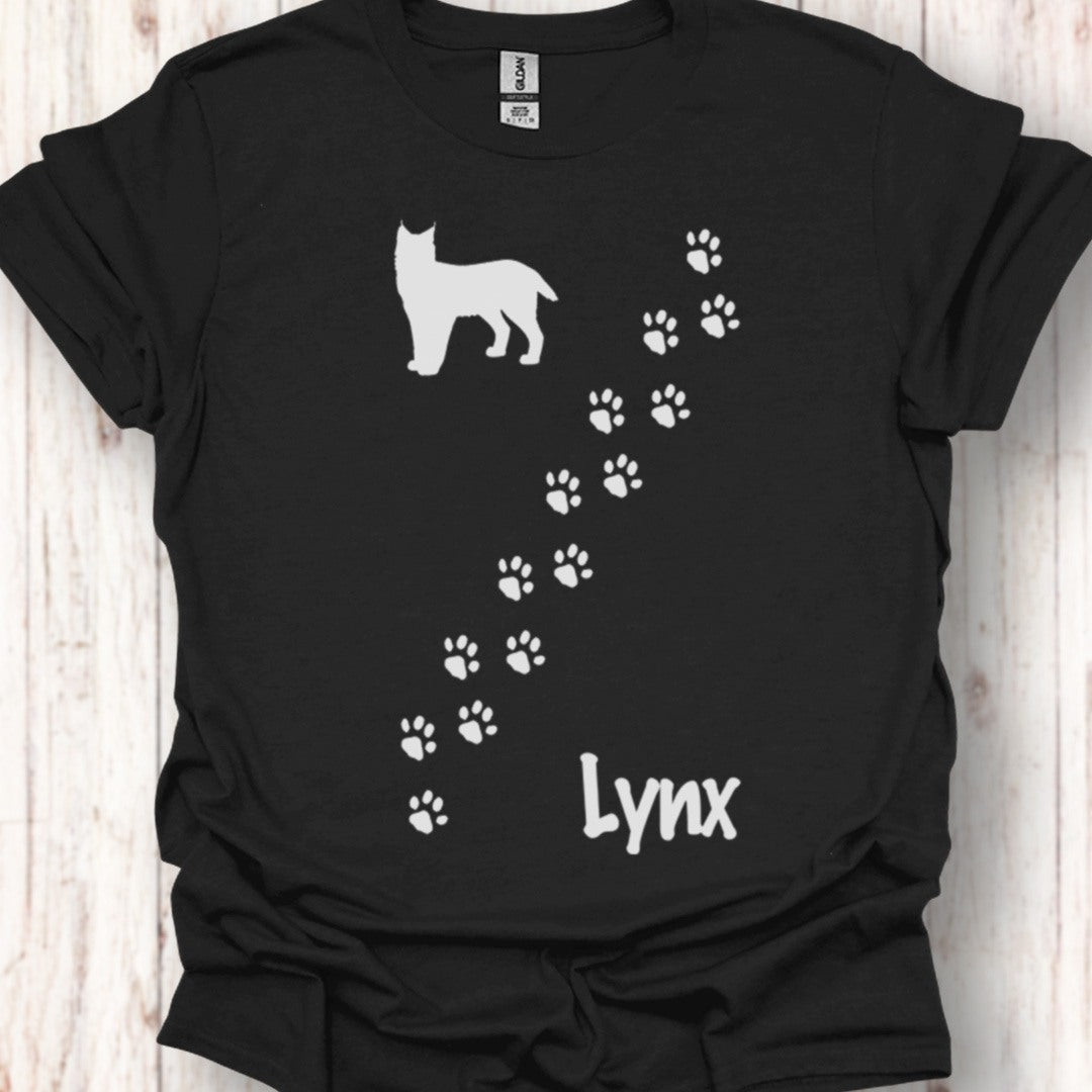 Pootafdrukken lynx diagonaal wit tijdloos T-shirt