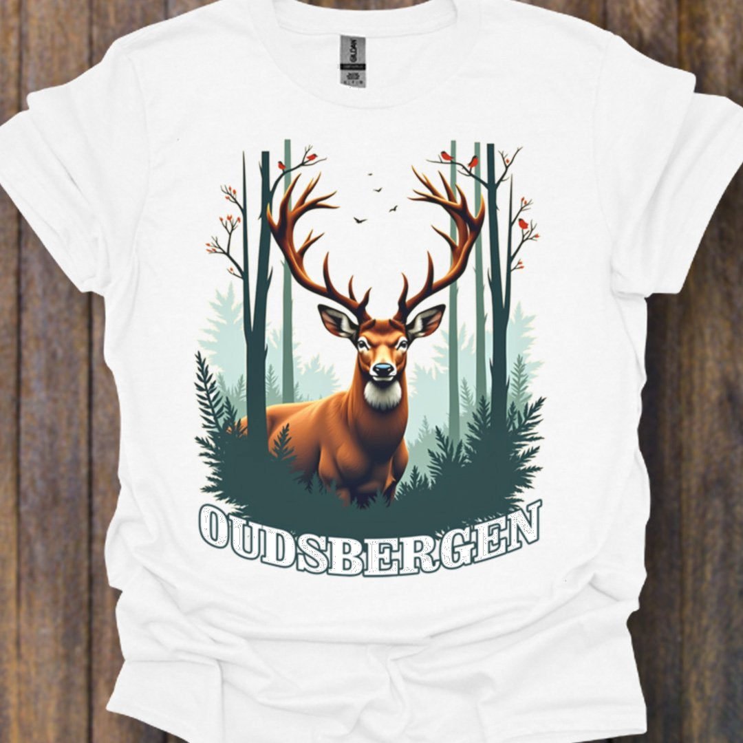 Majestueus Hert Oudsbergen wit T‑Shirt