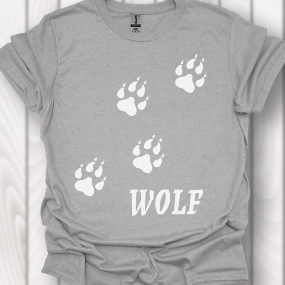 Empreintes de pattes de loup diagonales et blanches T-shirt intemporel