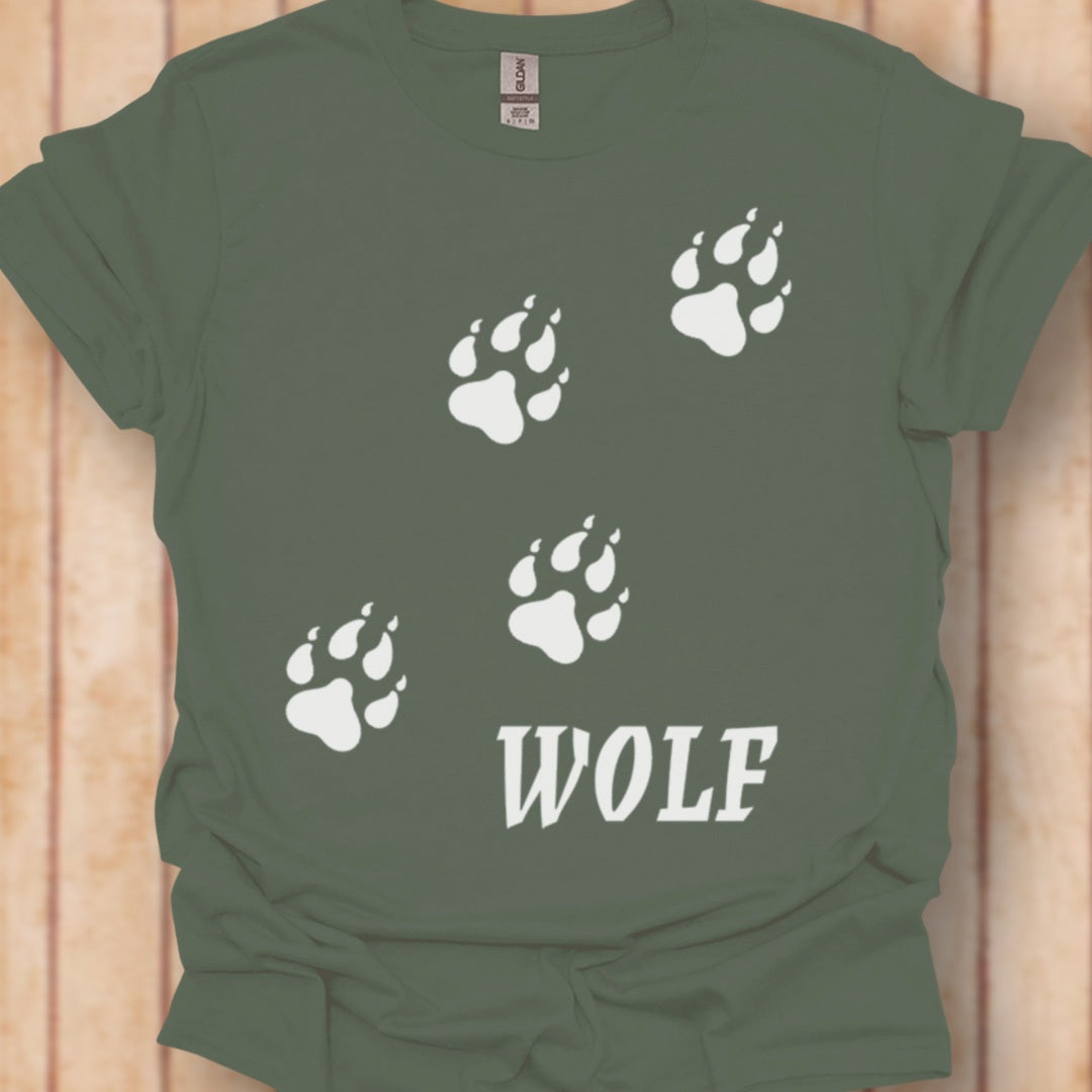 Empreintes de pattes de loup diagonales et blanches T-shirt intemporel