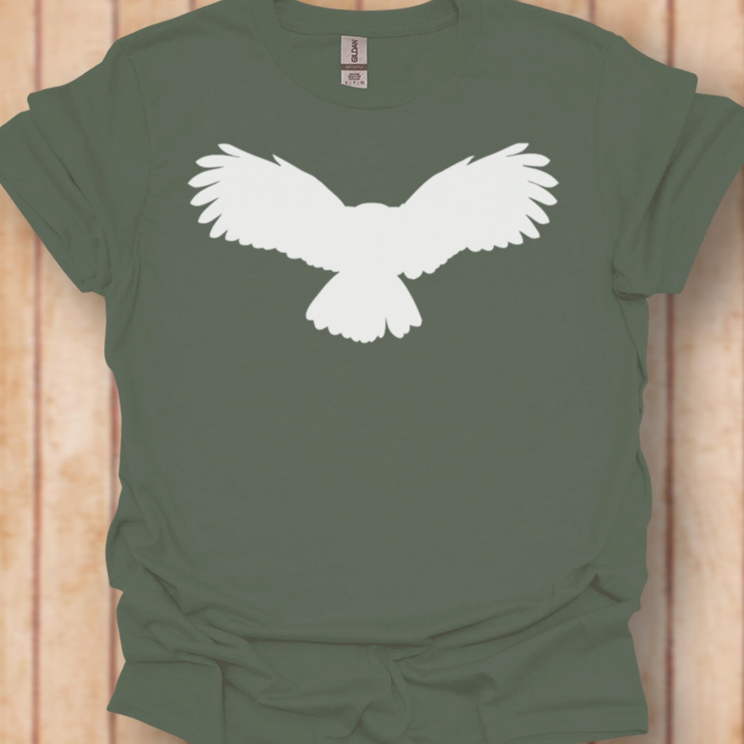 Uil vliegend silhouet wit tijdloos T-shirt