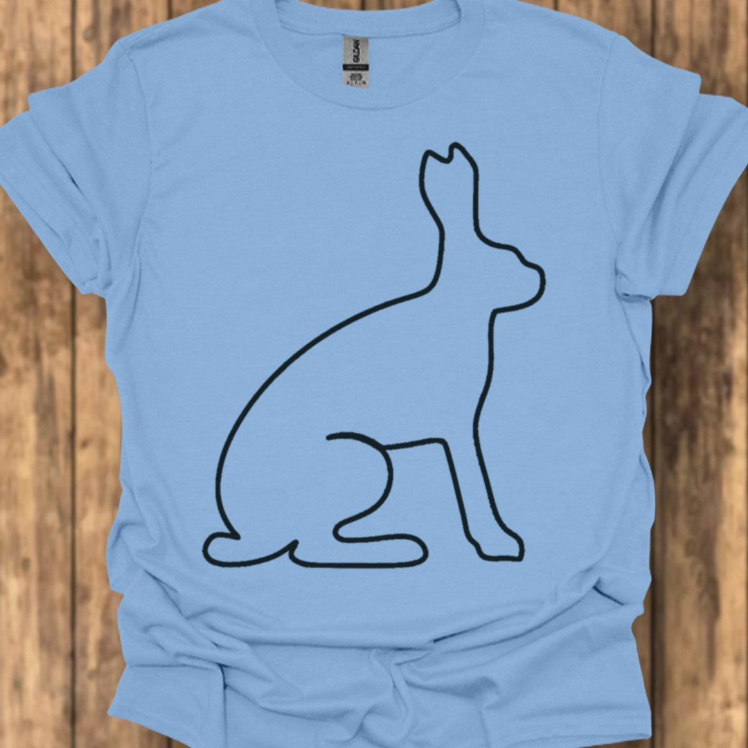 Hare outline black trendy T-shirt