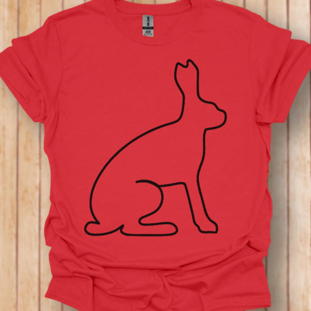 Hare outline black trendy T-shirt
