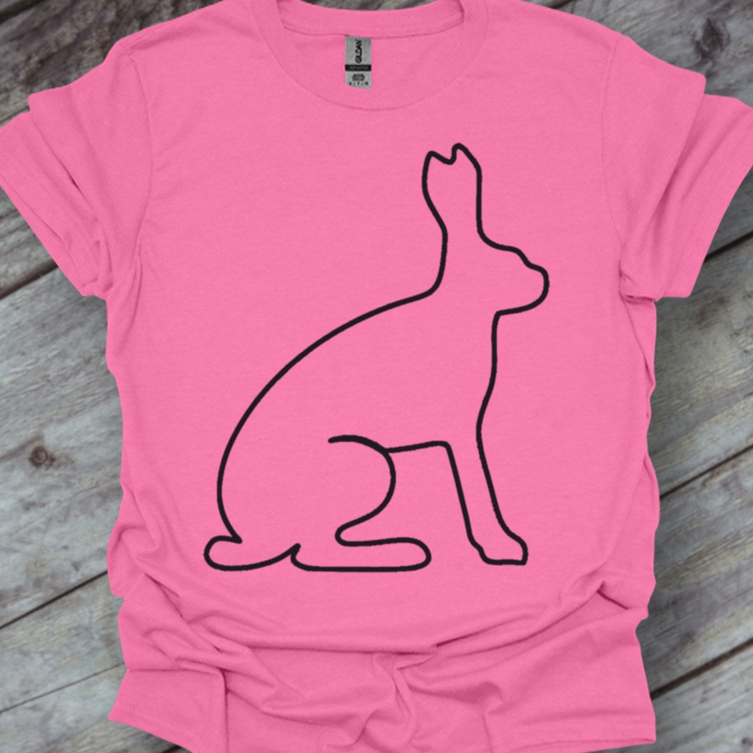 Hare outline black trendy T-shirt