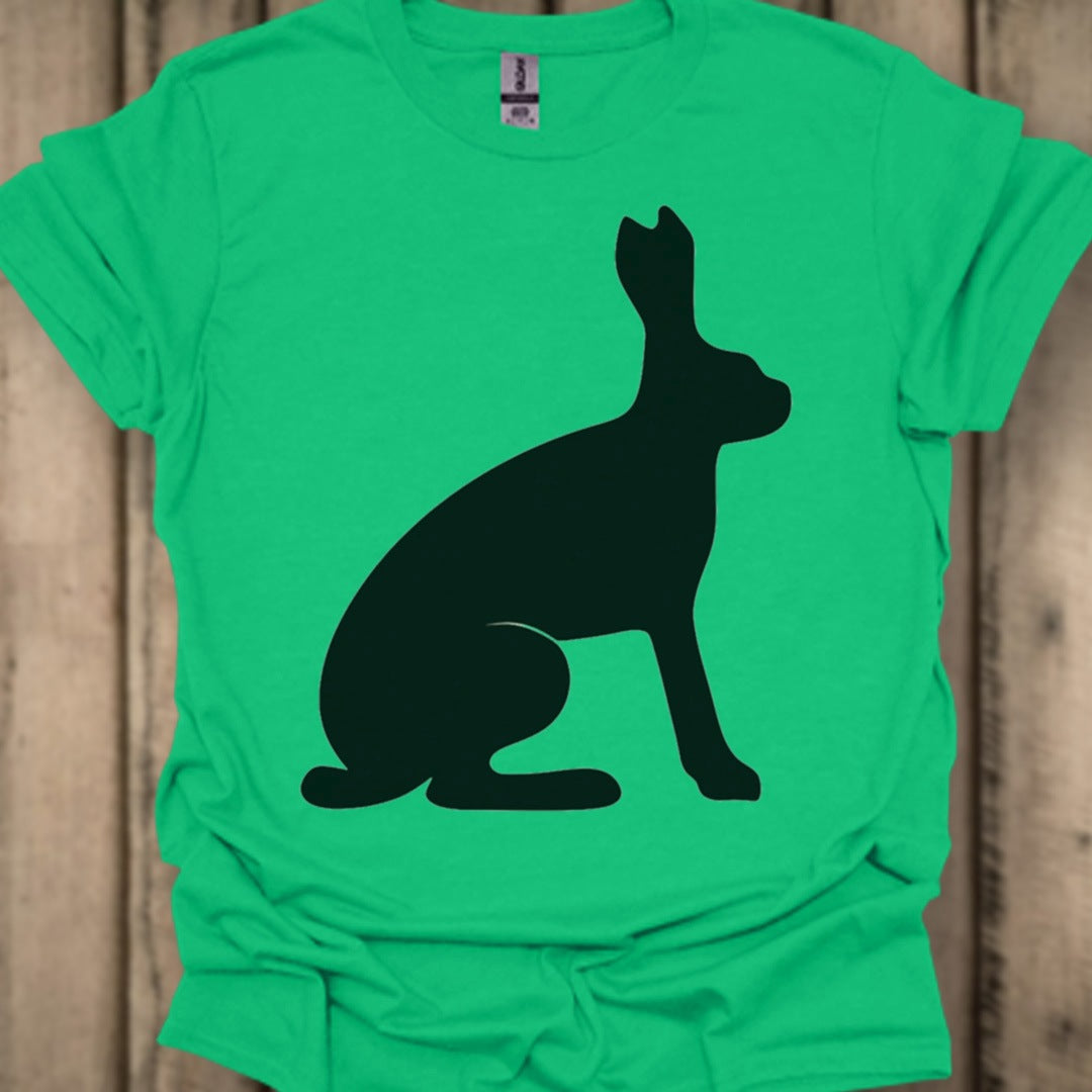 Hare silhouette black trendy T-shirt