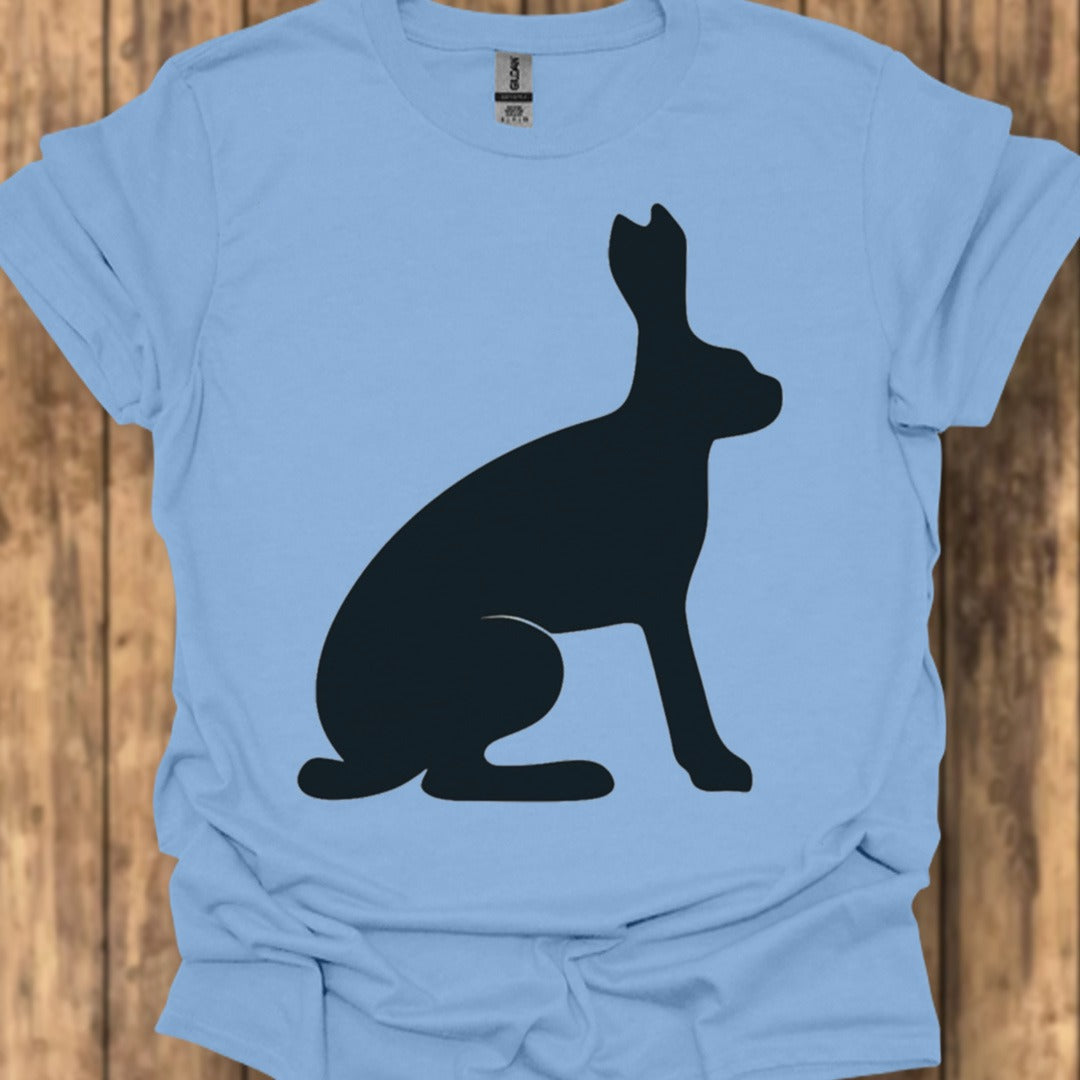 Hare silhouette black trendy T-shirt