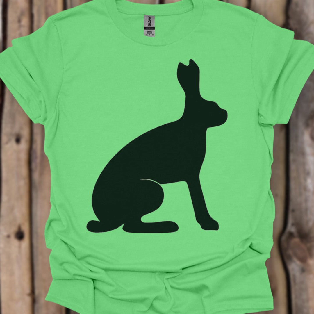Hare silhouette black trendy T-shirt