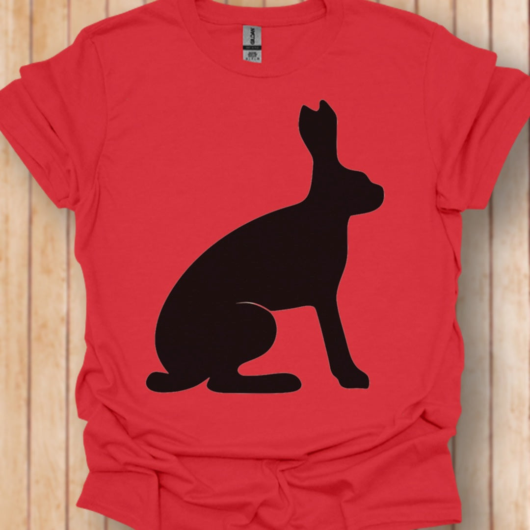 Hare silhouette black trendy T-shirt
