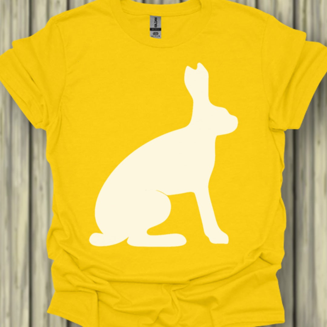 Hare silhouette white trendy T-shirt